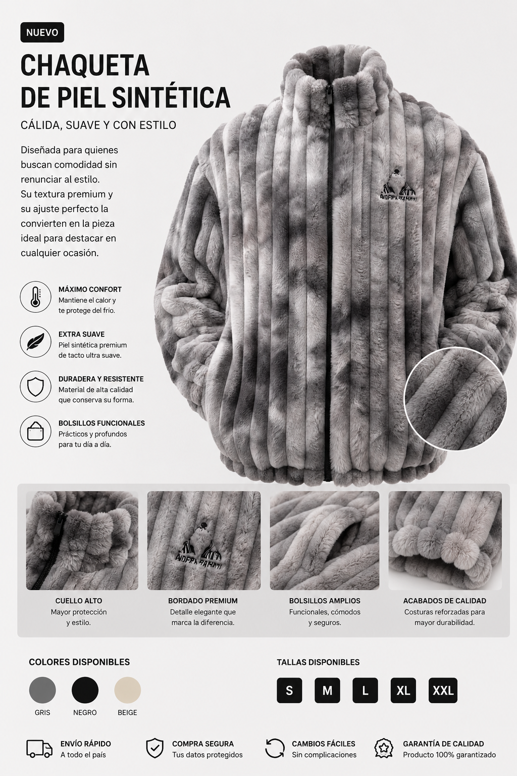 Chaqueta Térmica de Piel Sintética Premium para Hombre y Mujer | Suave, Cálida y Cómoda